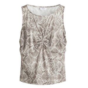 Good American Slinky Jersey Ruched Tank Top- Snakeskin Print, Size S NEW WITH TA